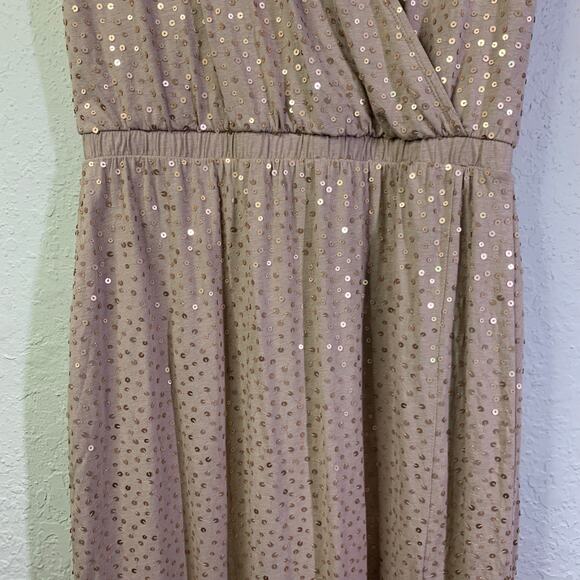 GARNET HILL Dress‎ Medium Knit Maxi Sequin Crossover Bust Elastic Waist Leg Slit - Picture 5 of 14